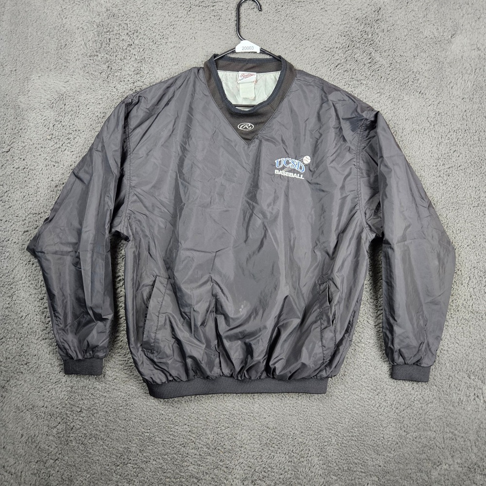 Rawlings UCSD‎ Baseball Mens XL V-Neck Windshirt Pullover Black Jacket Tritons